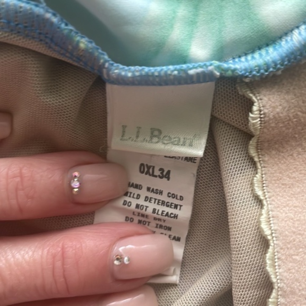 LL Bean swimsuit blue green floral one piece size 12 - Picture 6 of 7